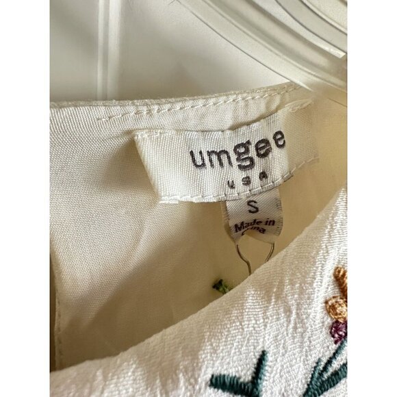 Umgee USA Cream Floral‎ Embroidered Ruffle Sleeve Boho Dress Womens Small New - Picture 8 of 14